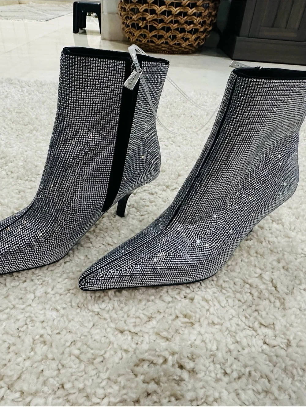 NEW Women's Selina Pointed Crystal Toe Booties Michael Kors Sparkle
